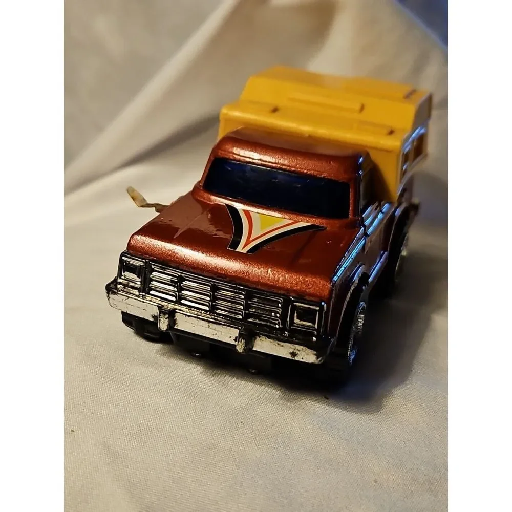 Vintage Arco Ford Truck w/ Camper Shell Friction Toy Pull-Back WORKS‎